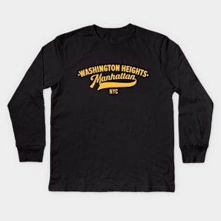 Washington Heights Manhattan - Vintage Style Lettering Kids Long Sleeve T-Shirt